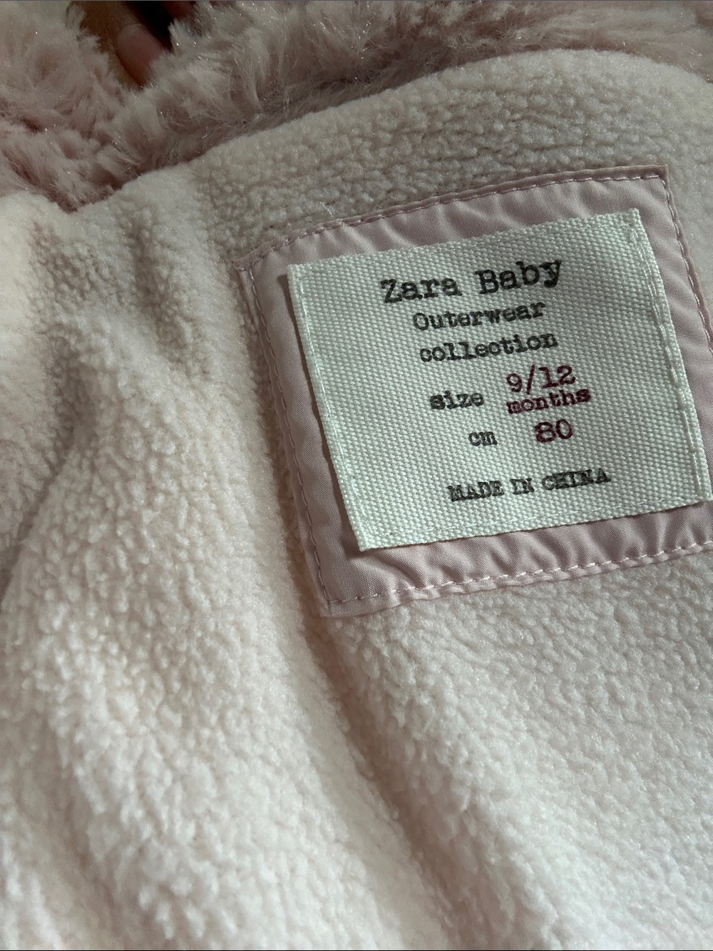 Zara Baby Light Pink Sherpa Puffer Jacket